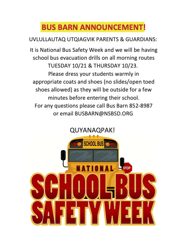 Bus Barn Evacuation Drills Announcement